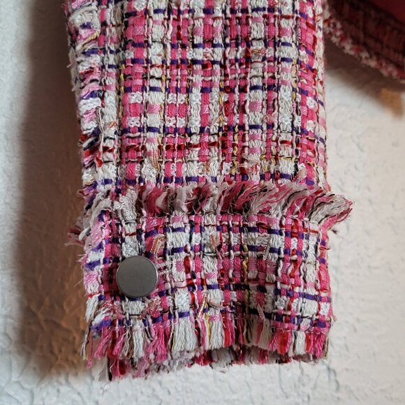 Cropped Pink Woven Vintage Inspired Jacket - Picture 3 of 5